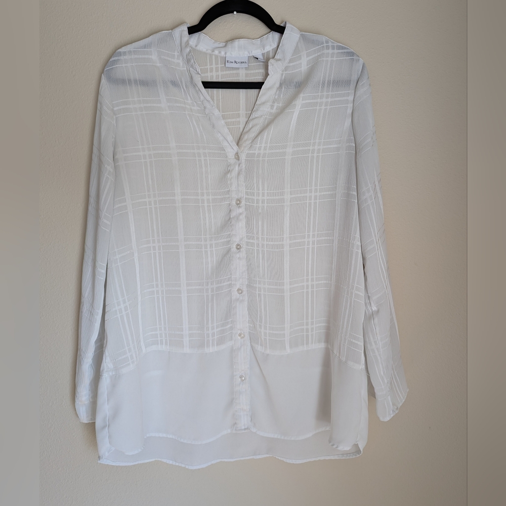 Kim Rogers White Blouse Size L